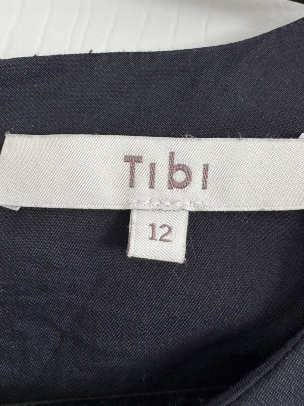 Tibi Viscose Plainweave Asymmetric Flap Snap Dress in Navy, size 12 - Picture 8 of 11